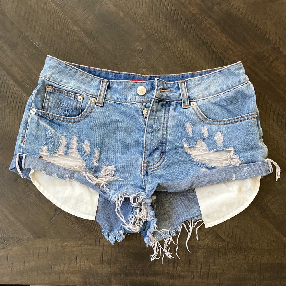 Distressed CaffeineBlue Denim Women Shorts